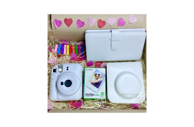 Подарунковий набір Instax Mini 12 Сlay White (Білий) + 2 касети (20фото)