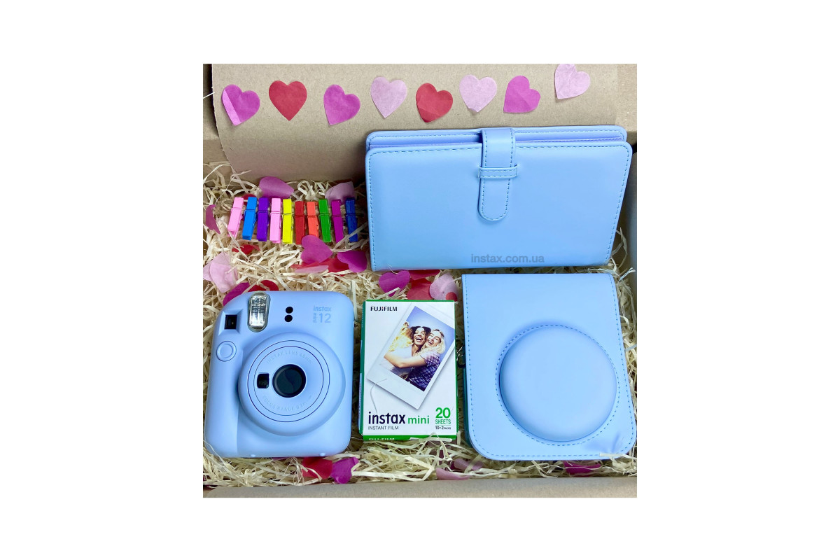 Подарунковий набір Instax Mini 12 Pastel Blue (Блакитний) + 2 касети (20фото) Подарунковий набір Instax Mini 12 Pastel Blue (Блакитний) + 2 касети (20фото)