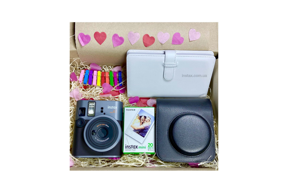 Подарунковий набір Instax Mini 41 (Retro Black Case) + 2 касети (20фото)